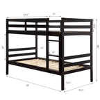 Costway Lits superposés en bois jumeaux sur jumeaux avec échelle et barrière de sécurité Expresso/Blanc