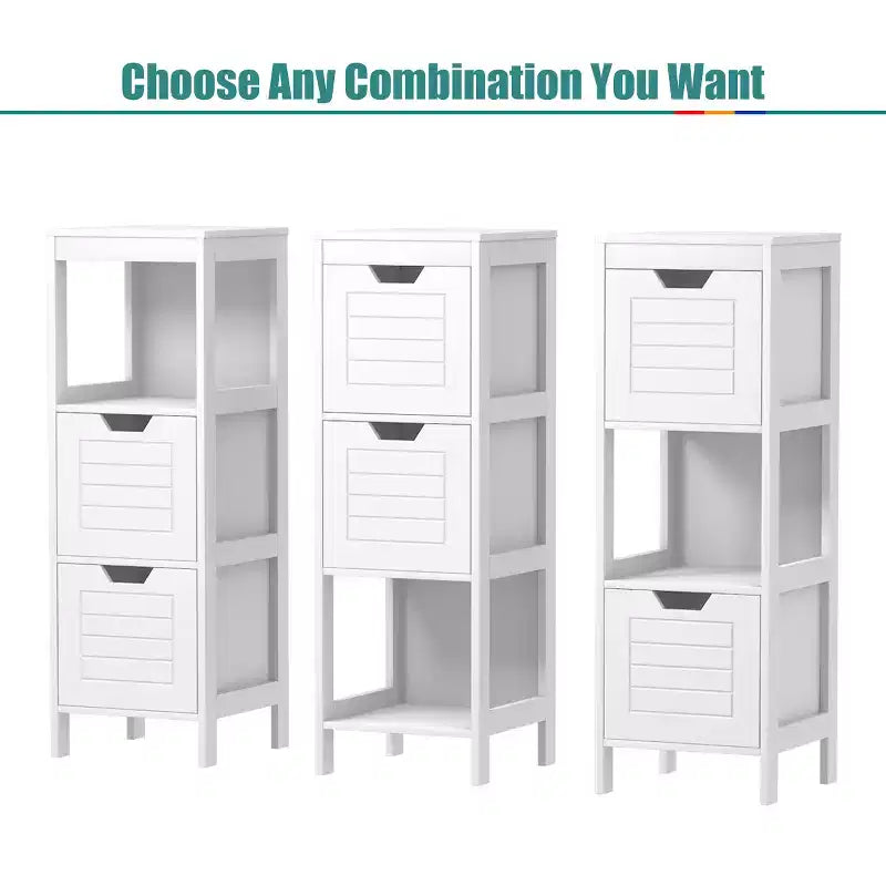 Meuble de salle de bain Costway en bois, placard au sol, étagère de rangement multifonctionnelle, organisateur de chambre à coucher
