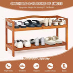 Meuble à Chaussures à 2 Niveaux en Bois Costway Organisateur de Rangement pour Chaussures Robuste et Autonome