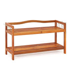 Meuble à Chaussures à 2 Niveaux en Bois Costway Organisateur de Rangement pour Chaussures Robuste et Autonome