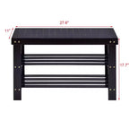 Costway Banc range-chaussures 3 niveaux en bambou Étagère de rangement Organisateur Meuble d'entrée Maison Noir