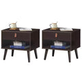 Costway Set of 2 Nightstand Sofa Side End BedsideTable Drawer