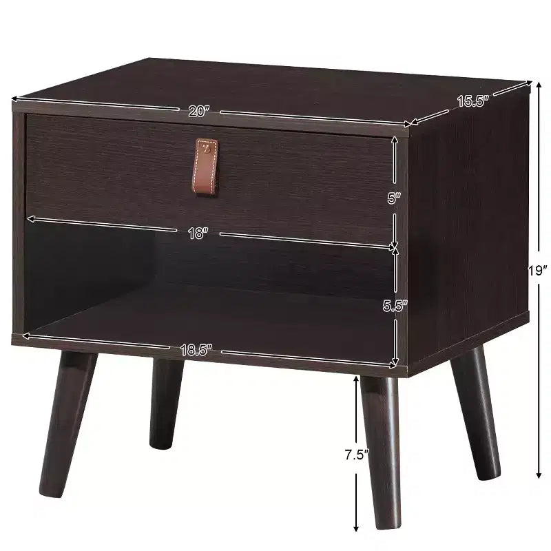 Costway Lot de 2 Tables de Chevet Canapé Côté Table d'Appoint Tiroir