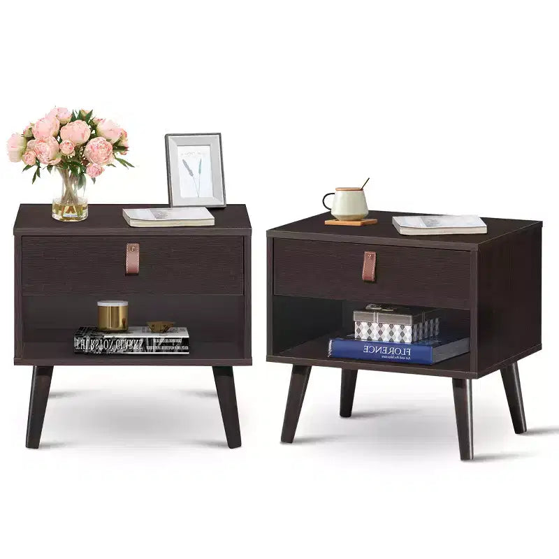 Costway Lot de 2 Tables de Chevet Canapé Côté Table d'Appoint Tiroir