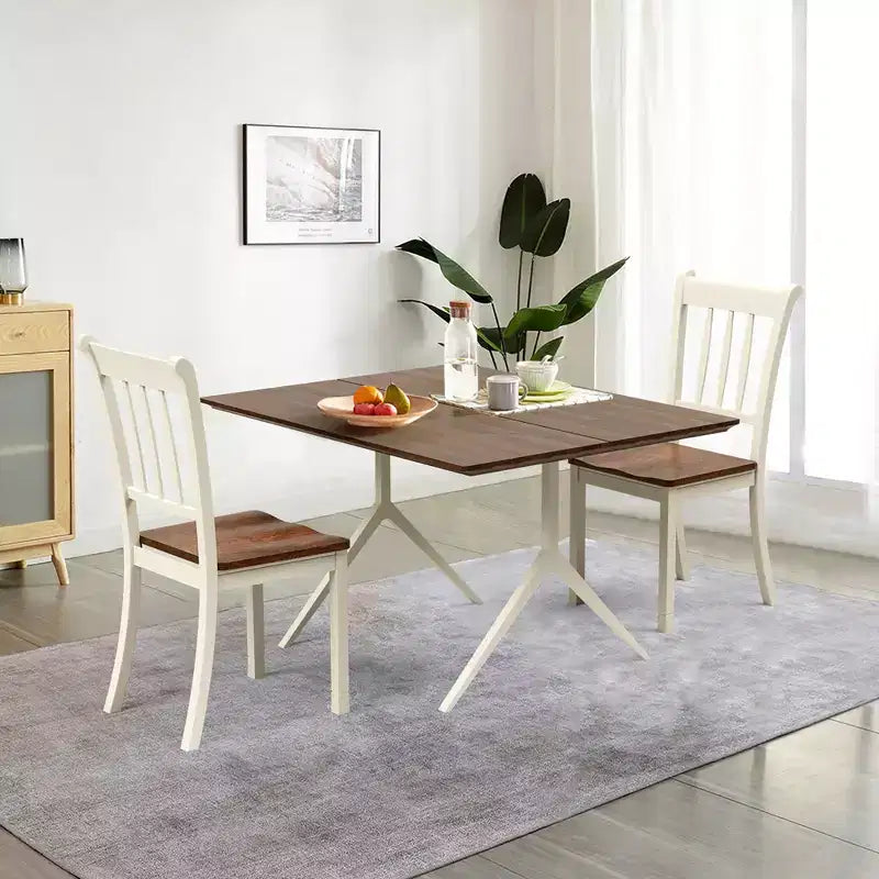 Costway Lot de 2 chaises de salle à manger en bois, dossier haut, style Whitesburg, pour cuisine, noir et blanc