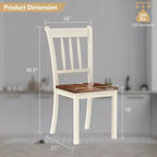 Costway Lot de 2 chaises de salle à manger en bois, dossier haut, style Whitesburg, pour cuisine, noir et blanc