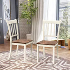 Costway Lot de 2 chaises de salle à manger en bois, dossier haut, style Whitesburg, pour cuisine, noir et blanc