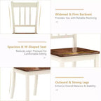 Costway Lot de 2 chaises de salle à manger en bois, dossier haut, style Whitesburg, pour cuisine, noir et blanc