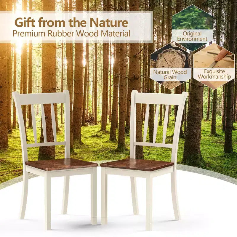 Costway Lot de 2 chaises de salle à manger en bois, dossier haut, style Whitesburg, pour cuisine, noir et blanc