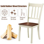 Costway Lot de 2 chaises de salle à manger en bois, dossier haut, style Whitesburg, pour cuisine, noir et blanc