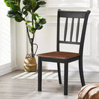 Costway Lot de 2 chaises de salle à manger en bois, dossier haut, style Whitesburg, pour cuisine, noir et blanc