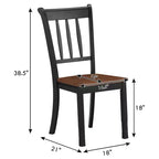 Costway Lot de 2 chaises de salle à manger en bois, dossier haut, style Whitesburg, pour cuisine, noir et blanc