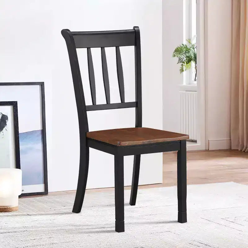 Costway Lot de 2 chaises de salle à manger en bois, dossier haut, style Whitesburg, pour cuisine, noir et blanc