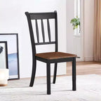 Costway Lot de 2 chaises de salle à manger en bois, dossier haut, style Whitesburg, pour cuisine, noir et blanc