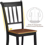 Costway Lot de 2 chaises de salle à manger en bois, dossier haut, style Whitesburg, pour cuisine, noir et blanc