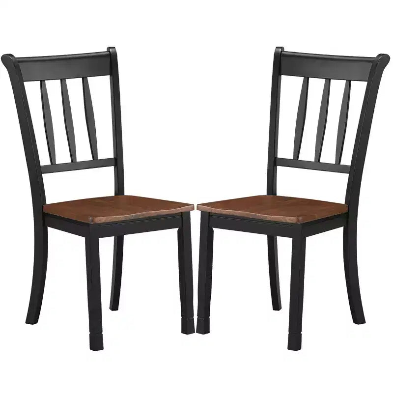 Costway Lot de 2 chaises de salle à manger en bois, dossier haut, style Whitesburg, pour cuisine, noir et blanc