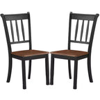 Costway Lot de 2 chaises de salle à manger en bois, dossier haut, style Whitesburg, pour cuisine, noir et blanc