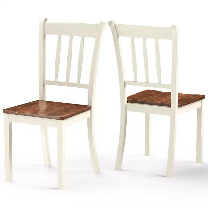 Costway Lot de 2 chaises de salle à manger en bois, dossier haut, style Whitesburg, pour cuisine, noir et blanc