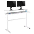 Tranzendesk Standing Desk with Clamp-On Shelf - 55 Sit to Stand Workstation with 55 Monitor Stand - White - Stand Steady