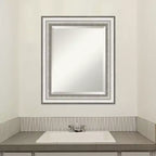 Miroir mural de salle de bain encadré argenté Salon - Amanti Art