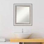 Miroir mural de salle de bain encadré argenté Salon - Amanti Art