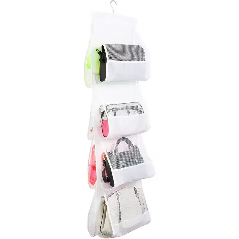 Okuna Outpost Lot de 2 organiseurs de sac à main suspendus pour rangement de placard, maille blanche (122 x 35 cm)