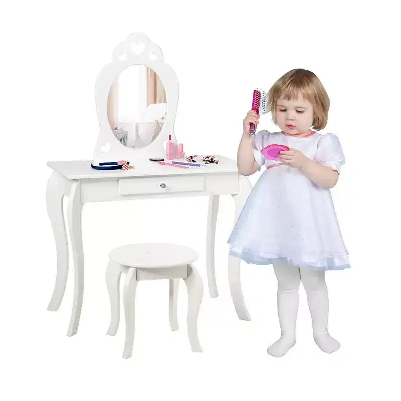 Costway Coiffeuse Enfant Princesse Table de Maquillage Jouet avec Miroir