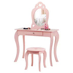 Costway Coiffeuse Enfant Princesse Table de Maquillage Jouet avec Miroir