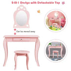 Costway Coiffeuse Enfant Princesse Table de Maquillage Jouet avec Miroir