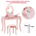 Costway Coiffeuse Enfant Princesse Table de Maquillage Jouet avec Miroir