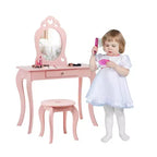 Costway Coiffeuse Enfant Princesse Table de Maquillage Jouet avec Miroir