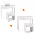 Costway Coiffeuse Blanche avec Tabouret et Boîte de Rangement