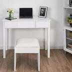 Costway Coiffeuse Blanche avec Tabouret et Boîte de Rangement