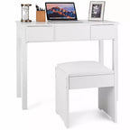 Costway Coiffeuse Blanche avec Tabouret et Boîte de Rangement