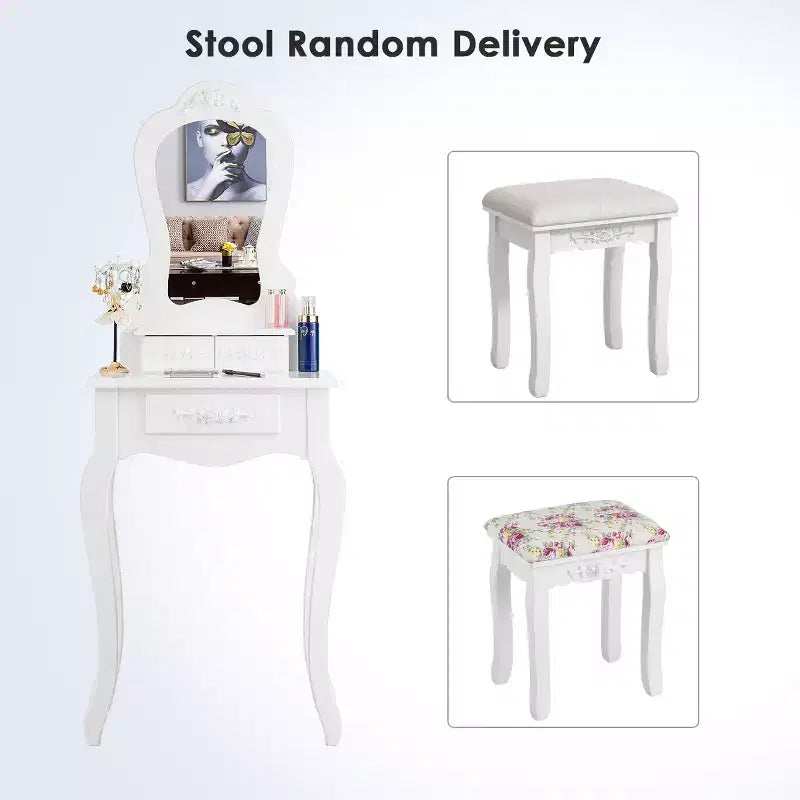 Costway Coiffeuse Blanche avec Tabouret et Tiroir