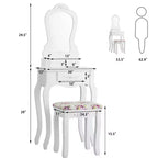 Costway Coiffeuse Blanche avec Tabouret et Tiroir