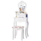 Costway Coiffeuse Blanche avec Tabouret et Tiroir
