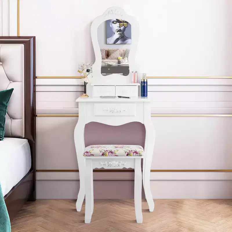 Costway Coiffeuse Blanche avec Tabouret et Tiroir