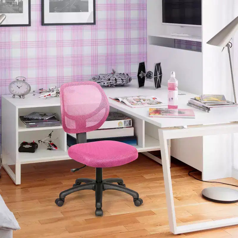 Chaise de bureau Costway en maille, sans accoudoirs, à dossier bas, réglable en hauteur, bleu/rose/violet