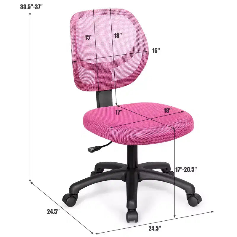 Chaise de bureau Costway en maille, sans accoudoirs, à dossier bas, réglable en hauteur, bleu/rose/violet