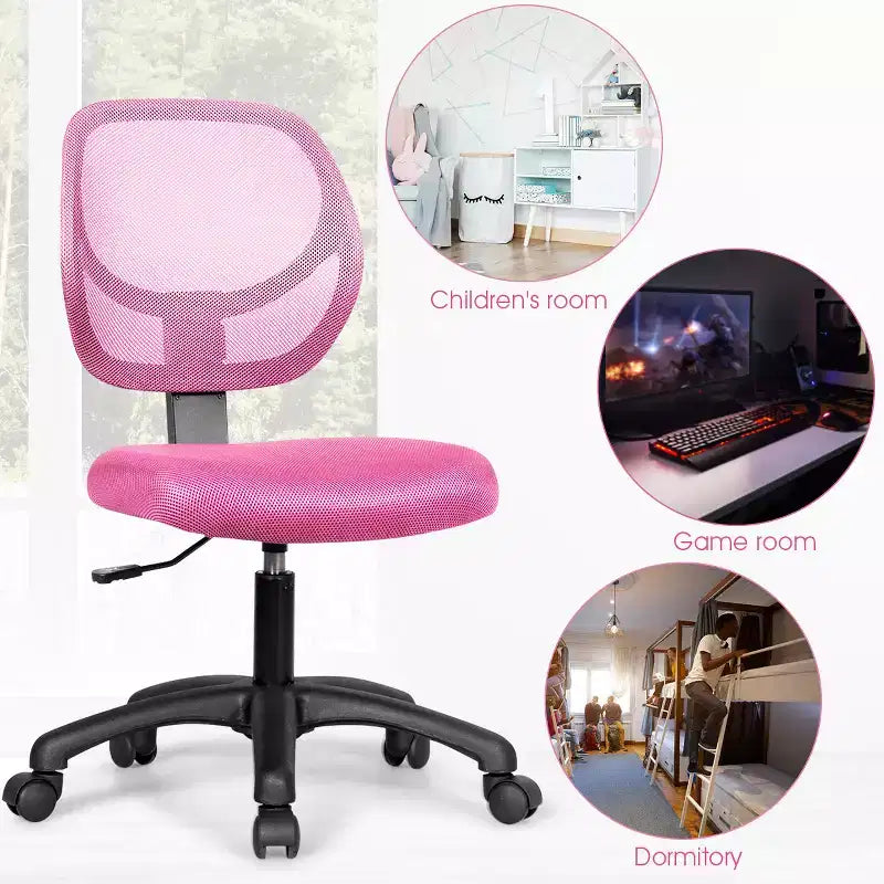 Chaise de bureau Costway en maille, sans accoudoirs, à dossier bas, réglable en hauteur, bleu/rose/violet