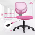 Chaise de bureau Costway en maille, sans accoudoirs, à dossier bas, réglable en hauteur, bleu/rose/violet
