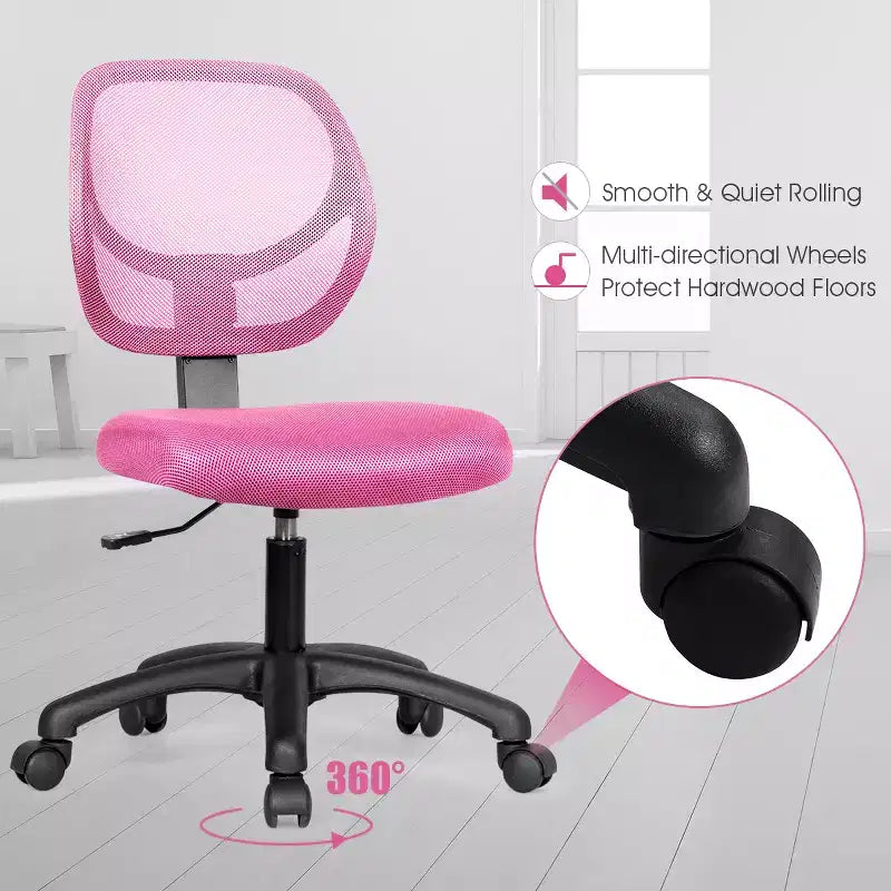Chaise de bureau Costway en maille, sans accoudoirs, à dossier bas, réglable en hauteur, bleu/rose/violet