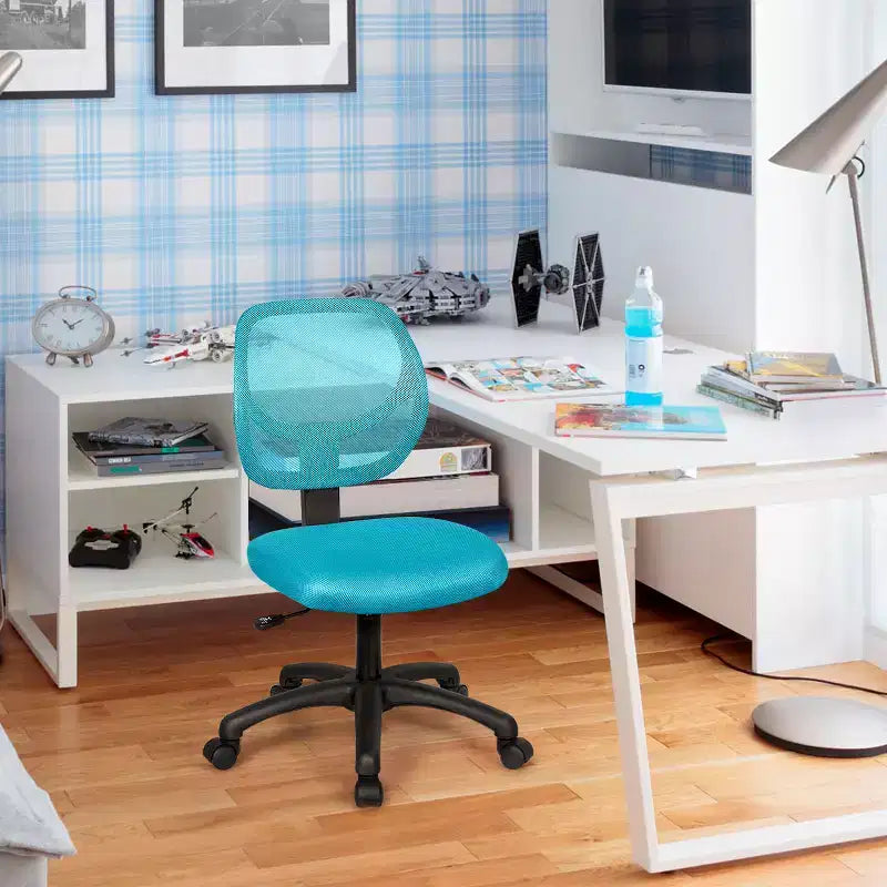 Chaise de bureau Costway en maille, sans accoudoirs, à dossier bas, réglable en hauteur, bleu/rose/violet