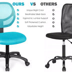 Chaise de bureau Costway en maille, sans accoudoirs, à dossier bas, réglable en hauteur, bleu/rose/violet