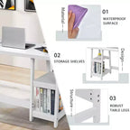 Costway Bureau Informatique à Tréteaux Poste de Travail Domicile/Bureau avec Étagères Amovibles Bleu Vintage/Blanc