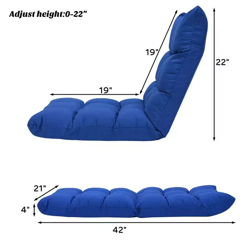 Costway Chaise de Sol Réglable 14 Positions Pliante Fauteuil de Sol Relax Canapé de Jeu Gris/Bleu/Café