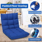 Costway Chaise de Sol Réglable 14 Positions Pliante Fauteuil de Sol Relax Canapé de Jeu Gris/Bleu/Café