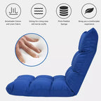 Costway Chaise de Sol Réglable 14 Positions Pliante Fauteuil de Sol Relax Canapé de Jeu Gris/Bleu/Café