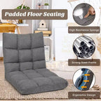 Costway Chaise de Sol Réglable 14 Positions Pliante Fauteuil de Sol Relax Canapé de Jeu Gris/Bleu/Café